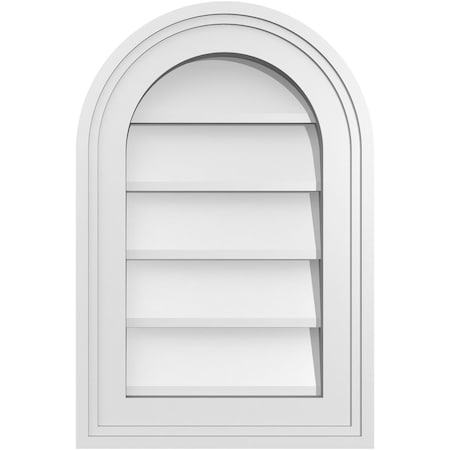 Ekena Millwork Round Top Surface Mount PVC Gable Vent w/ 2"W x 1-1/2"P Brickmould Frame, 12"W x 18"H GVPRT12X1802SN